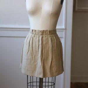 J Crew Linen Skirt with Pockets and Pleated Front